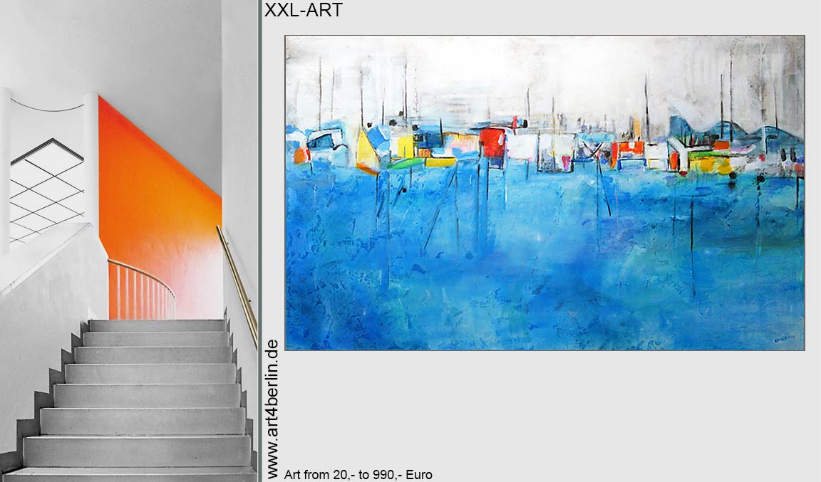 Küstenstadt, Acrylbild auf Leinwand, 180×110 cm, Original, 990, Euro