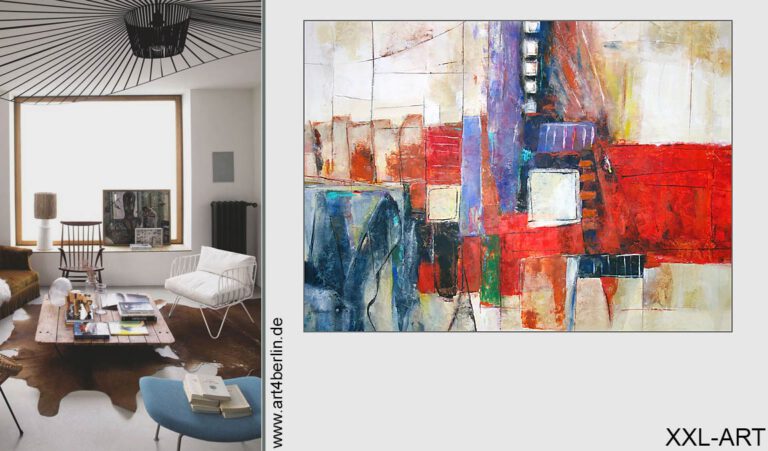 Ein echtes Kunstgemälde, ein großformatiges abstraktes Bild macht jeden Wohnraum zu einem Ort des Wohlfühlens.
